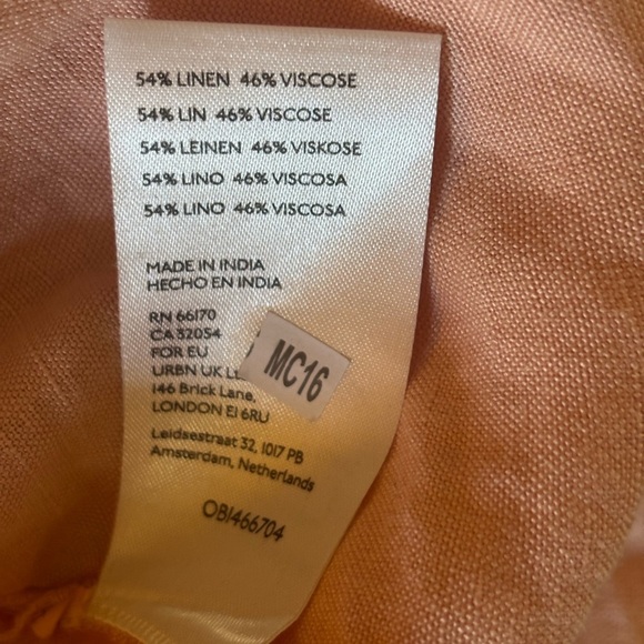 Pilcro Anthropologie Peachy Pink Placket Linen Ruffle Button Down Blouse XXS - Picture 7 of 8